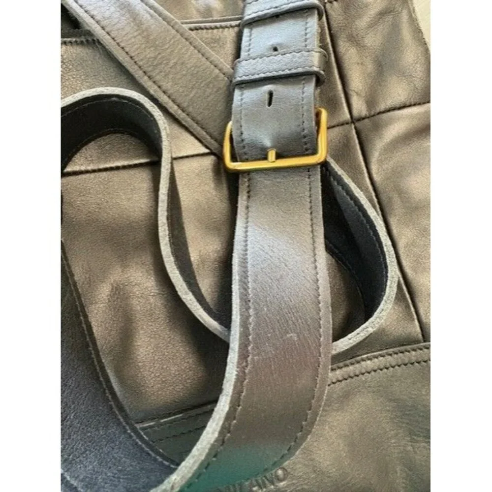Prada Black Leather Gold Buckle‎ Flap Messenger Bag